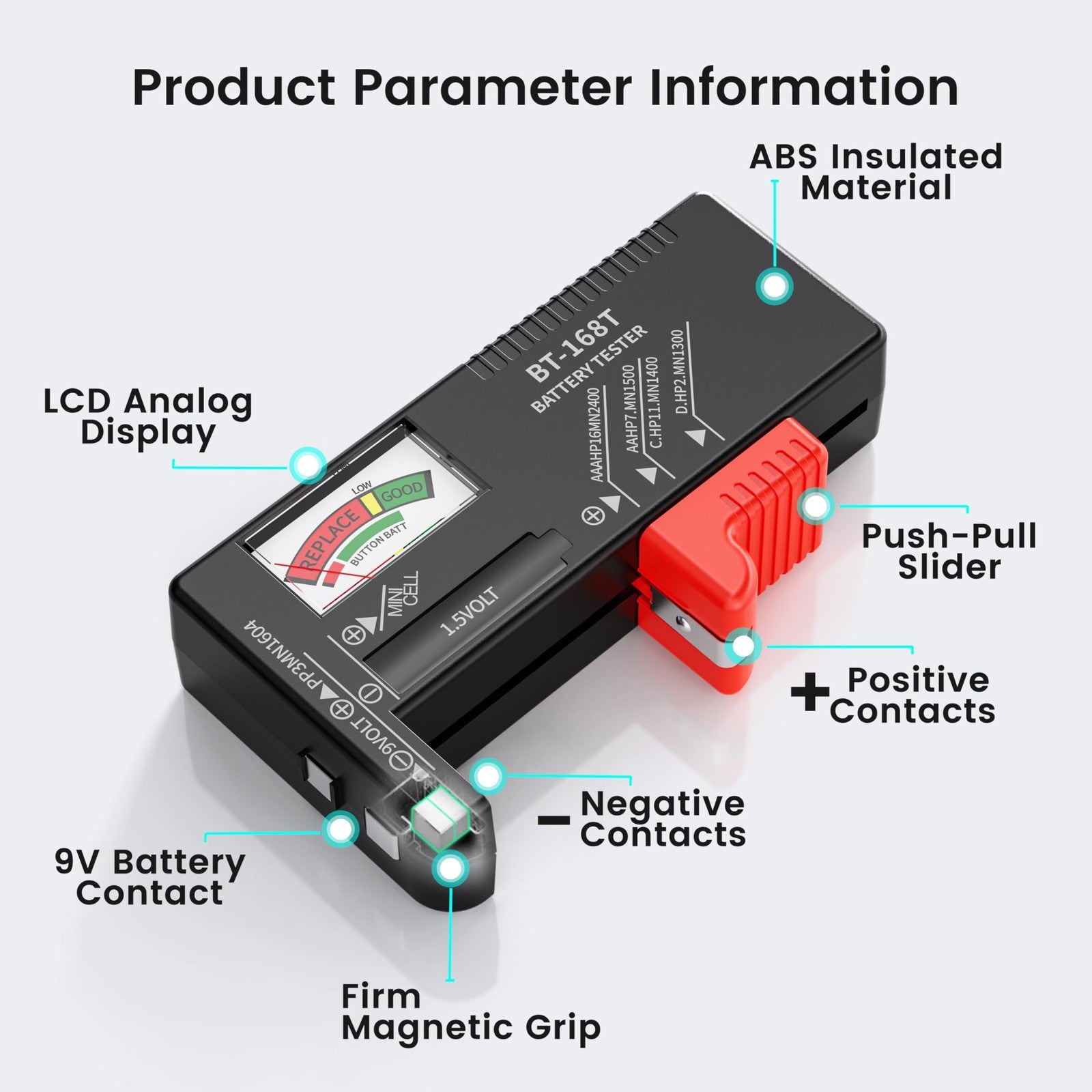 Universal Battery Tester AA AAA C D 9V Button Cell Household Battery Checker