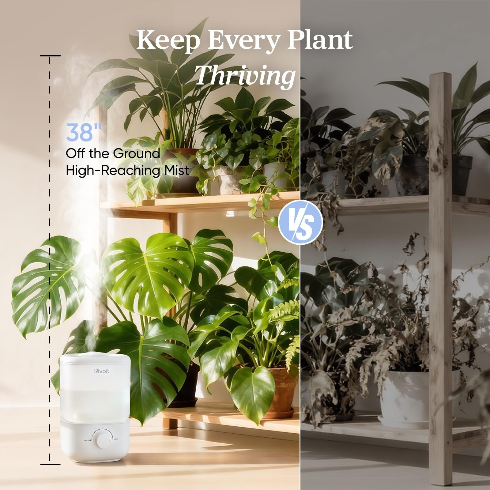 Top Fill Humidifiers for Bedroom, 2.5L Tank for Large Room, Easy to Fill & Clean