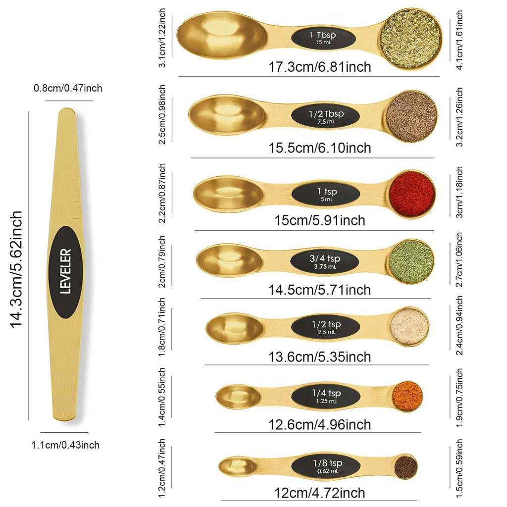 Magnetic Measuring Spoons Set Stainless Steel with Leveler Stackable