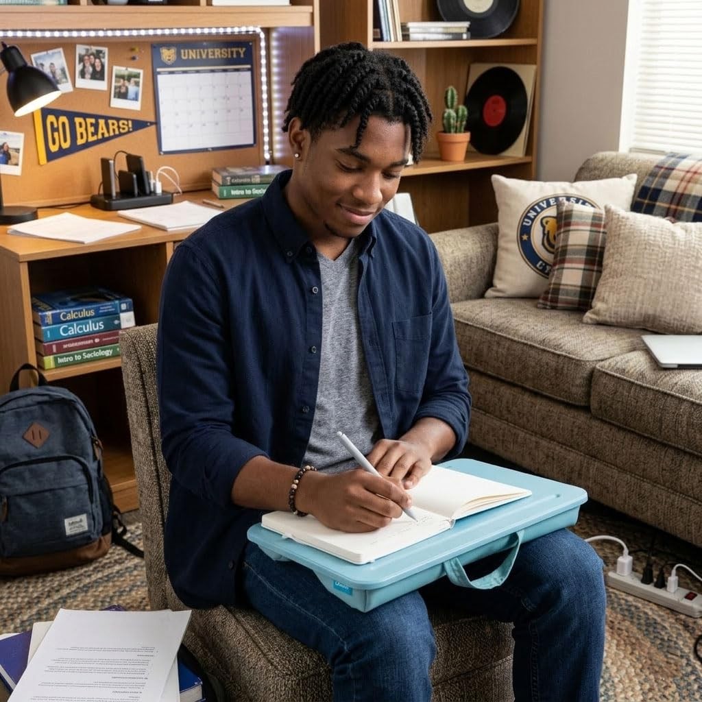 LAPGEAR Compact Lap Desk – Fits Up to 14″ Laptops – Sky Blue – Style No. 43103