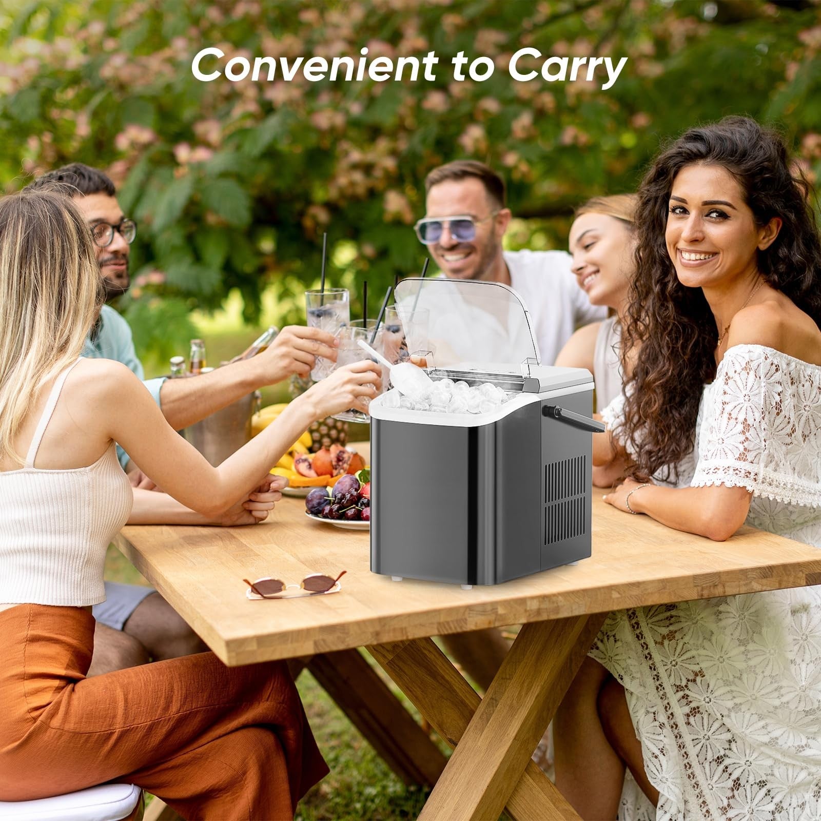 Portable Countertop Ice Maker 26lbs Daily 9 Cubes in 6 Mins Self Clean