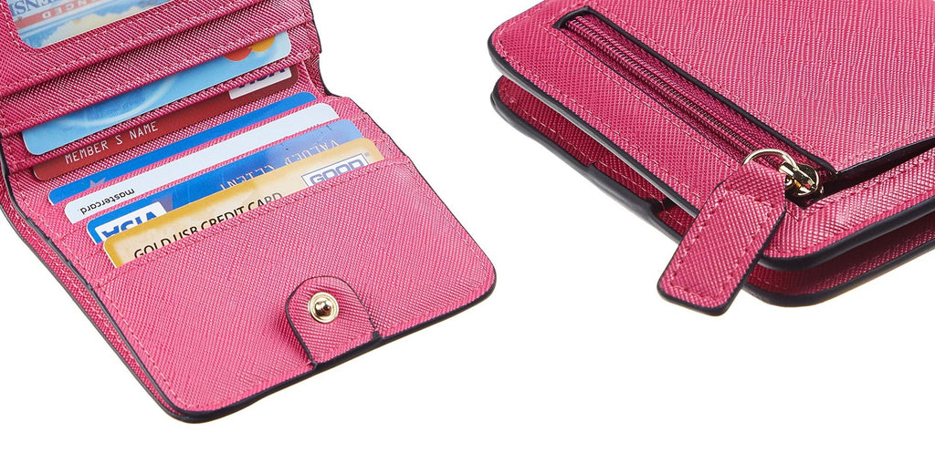 Toughergun Slim RFID Leather Wallet for Women Compact Bifold ID Coin Zipper