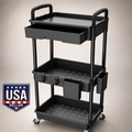 3 Tier Rolling Utility Cart with Drawer, Utility Cart Made for Multifunctional