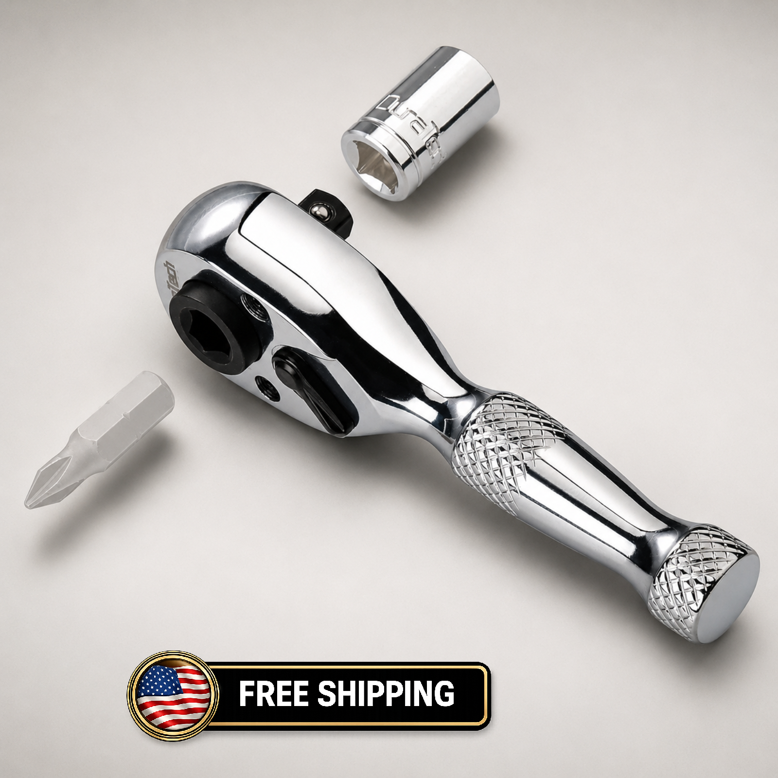 DURATECH-1/4" Stubby Ratchet Wrench 72-Tooth Mini Socket & Bit Driver Hand Tool