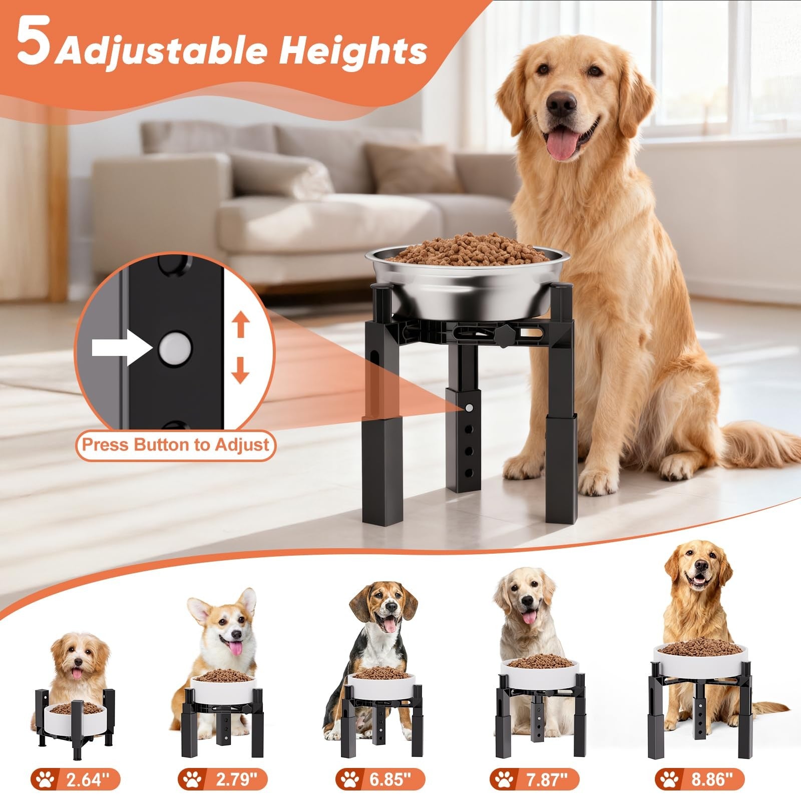 XIAZ Dog Bowl Stand Elevated Food Water Bowl Holder for Large Medium Small Sized