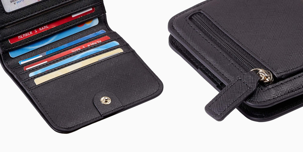 Toughergun Slim RFID Leather Wallet for Women Compact Bifold ID Coin Zipper