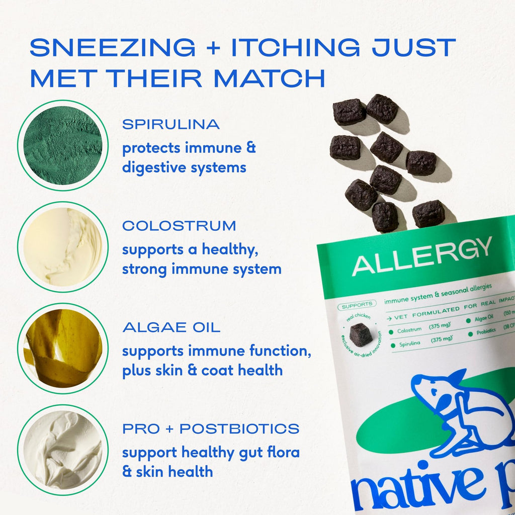 Native Pet Dog Allergy Chews - Dog Allergy Relief with Probiotics and Colostrum