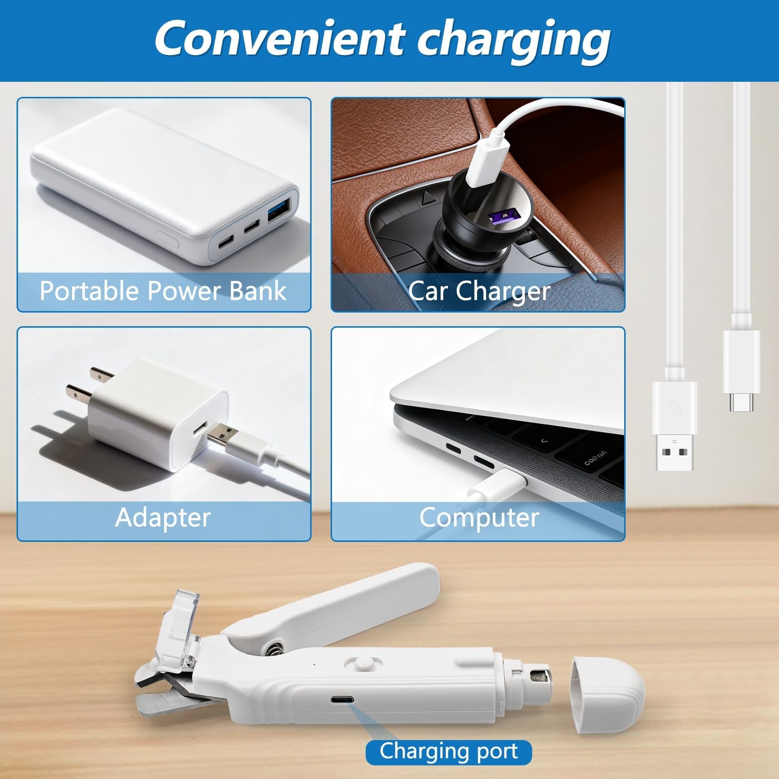 LED Pet Nail Clipper Grinder 2-in-1 Safe Trim Quiet Small Dogs Cat Home Grooming