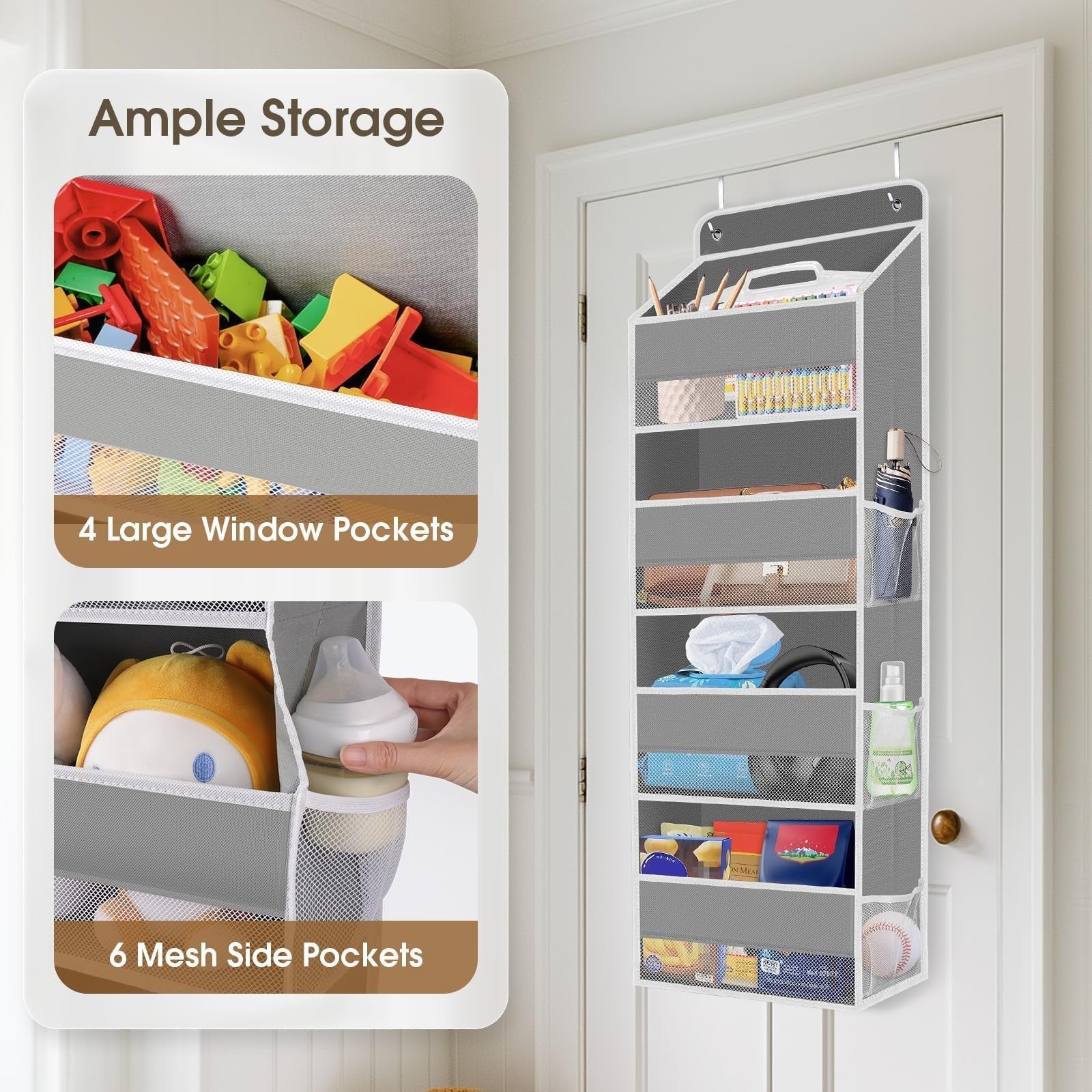 1 Pack Over The Door Organizer, Hanging Storage Organizer with Clear Window.