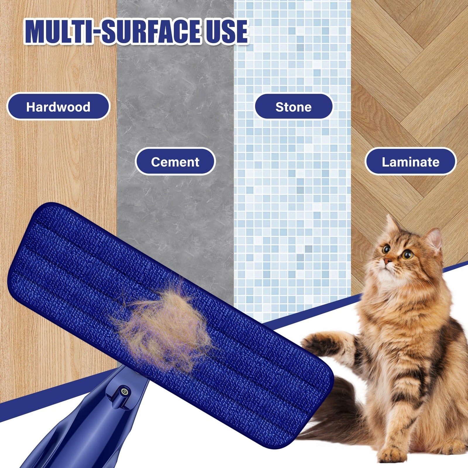 Spray Mop for Hardwood Tile Laminate Floors w/3 Reusable Microfiber Pads