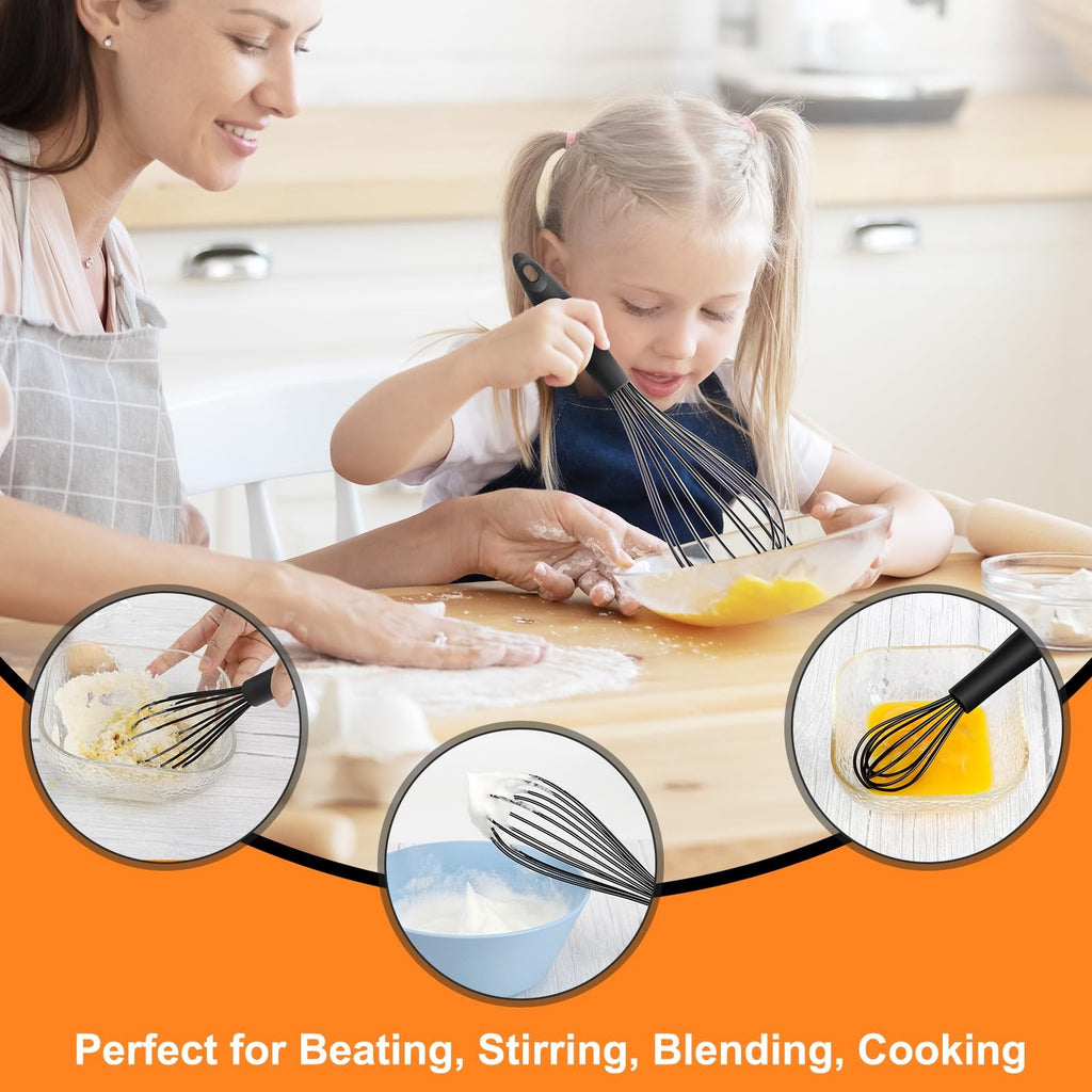 HOTEC 4PC Silicone Whisk Set Heat Resistant Nonstick Safe Kitchen Tools