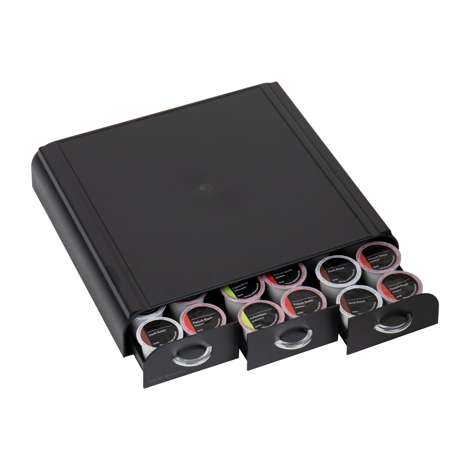 Mind Reader Coffee Pod Organizer 3 Drawers Holds 36 Single Serve Pods Black