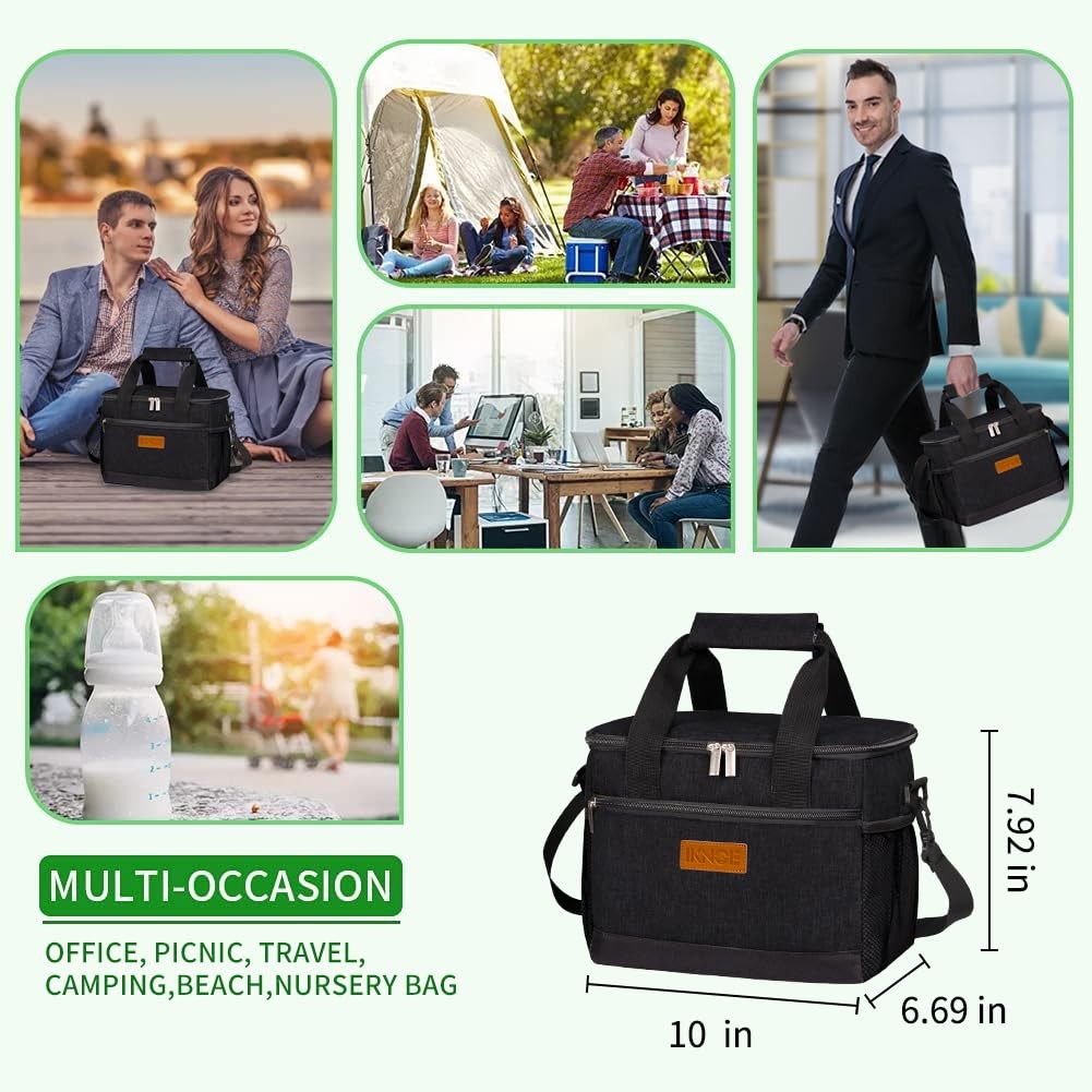 iknoe Insulated Lunch Bag Leakproof Cooler Foldable Work Travel Picnic