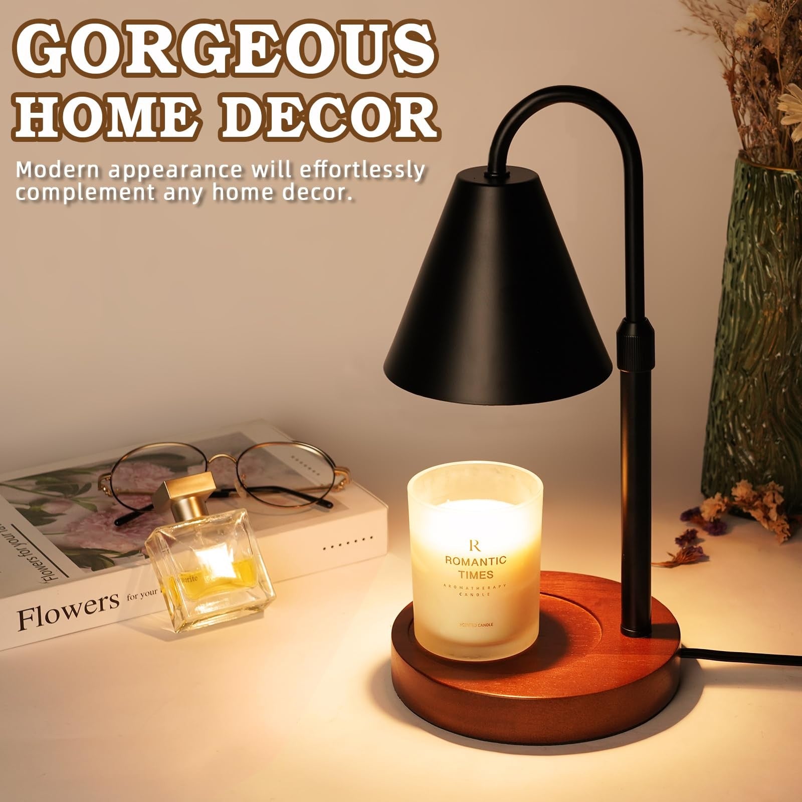 Candle Warmer Lamp Dimmable Timer Adjustable Height Wax Melt Home Decor