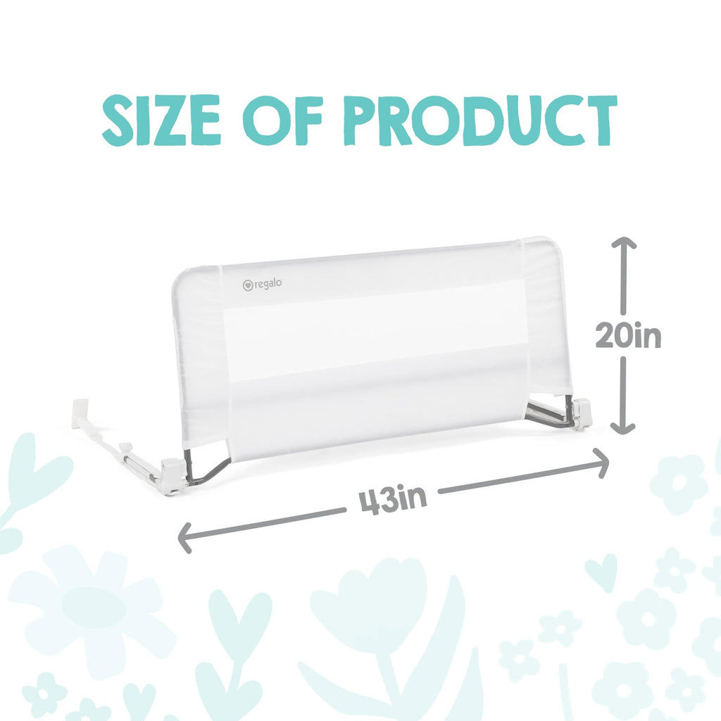 Regalo Toddler Bed Rail Guard 43" Swing Down Safety Rail Twin Full Queen