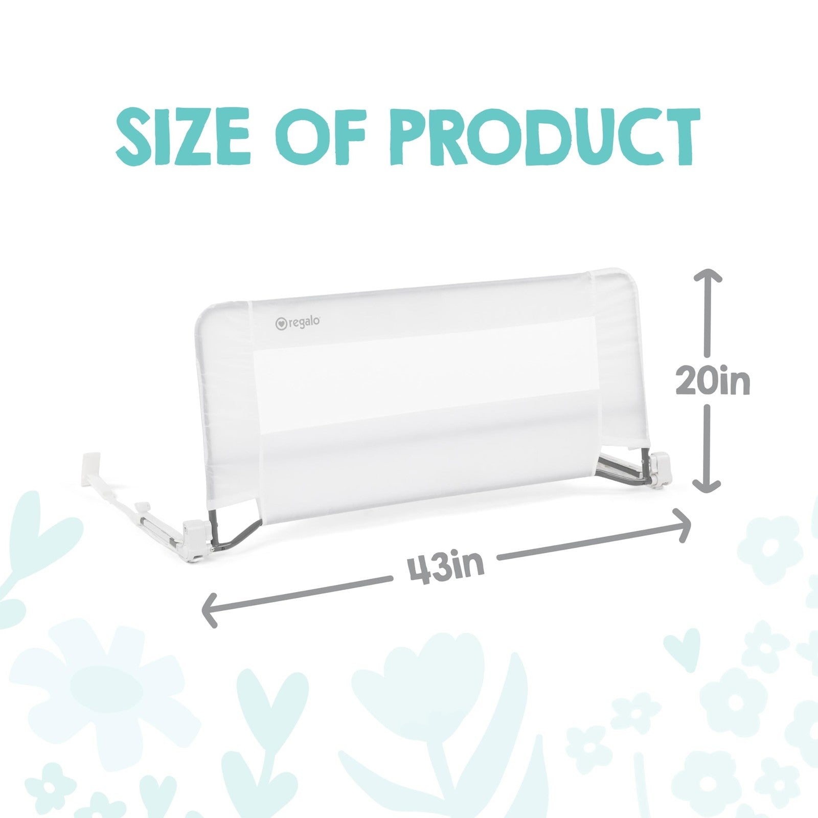 Regalo Toddler Bed Rail Guard 43" Swing Down Safety Rail Twin Full Queen