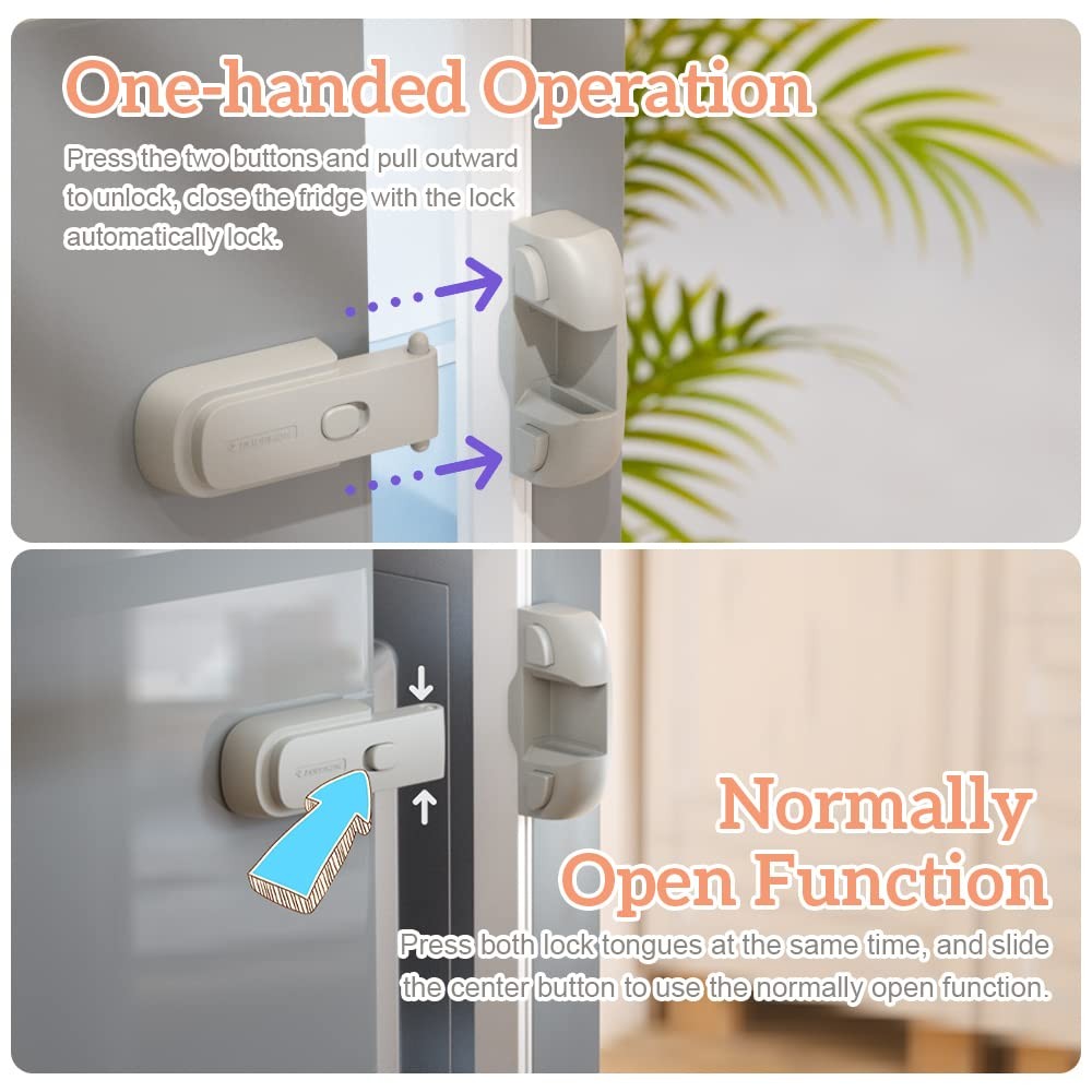 EUDEMON Child Proof Fridge Refrigerator Freezer Door Lock 1 Pack Gray No Drill