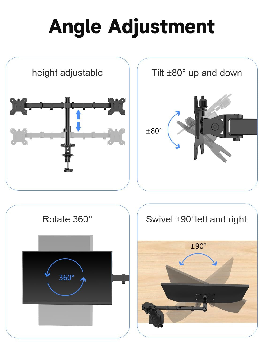 Dual Monitor Desk Mount for 2 Screens Up to 27" Holds 22 lbs Each VESA 75/100