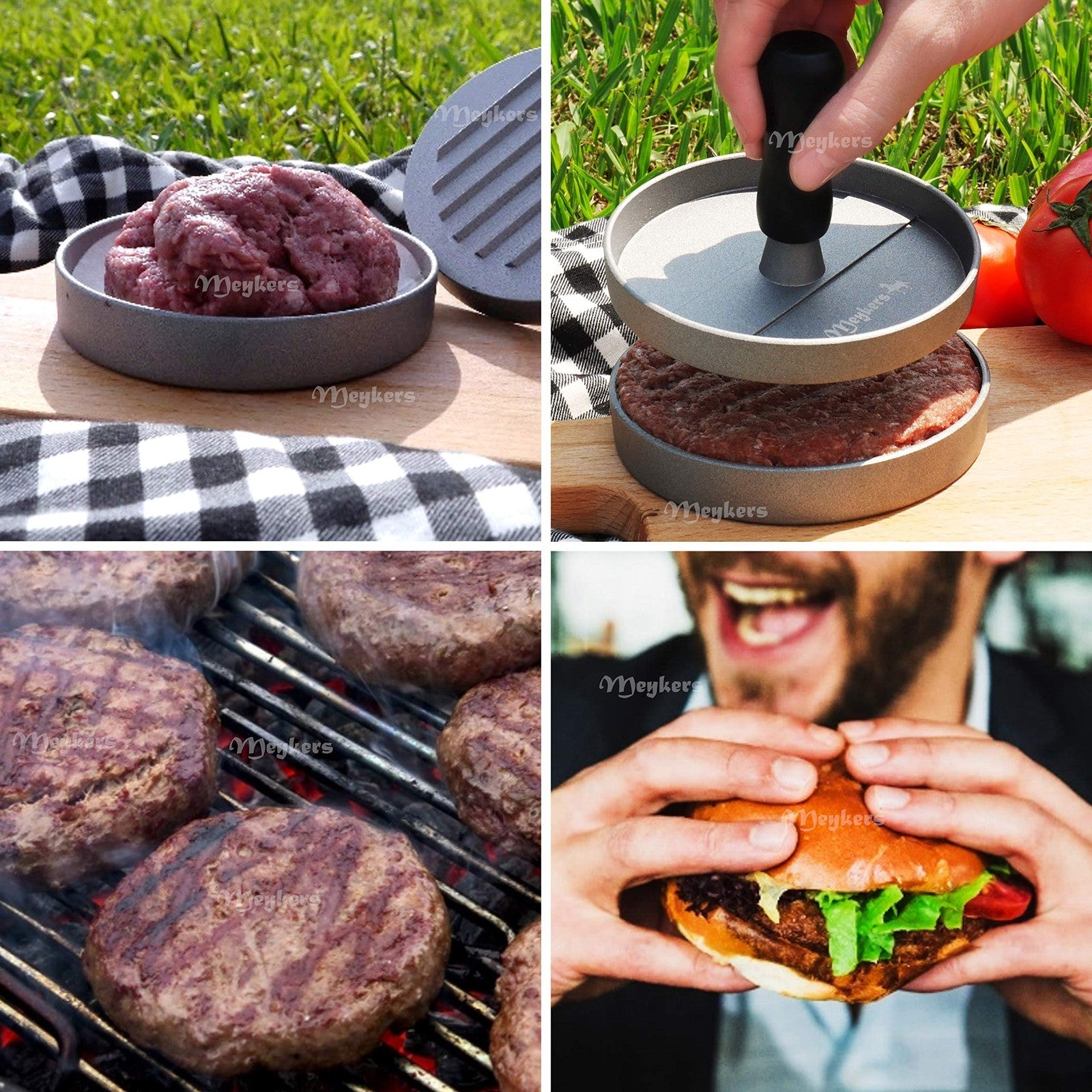 4.5" Hamburger Press Patty Maker w/150 Patty Papers Nonstick Burger Mold BPA
