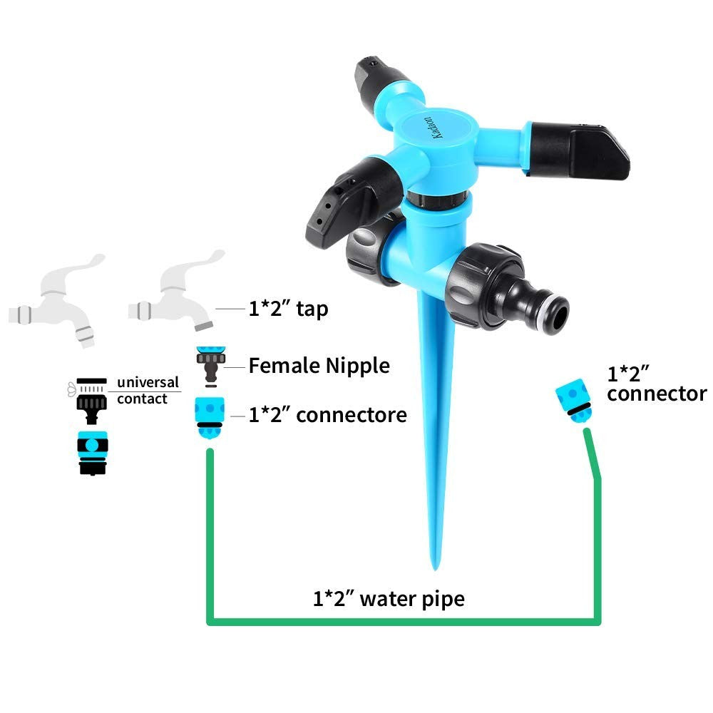 Kadaon 360° Rotating Lawn Sprinkler Adjustable Weighted 3/4" GHT Garden