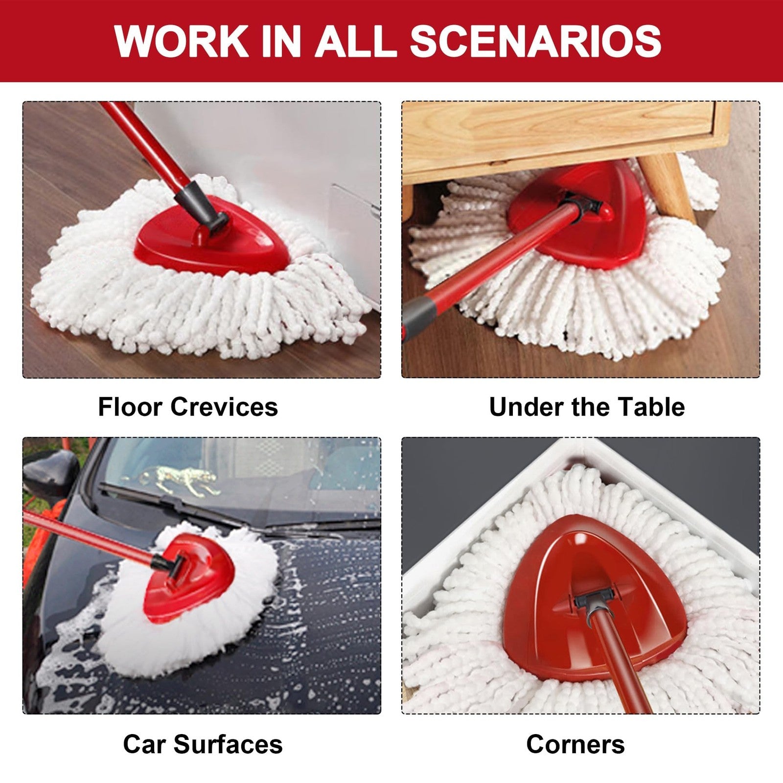 4 Pack Mop Head Replacements for O-Cedar EasyWring Spin Mop NOT RinseClean