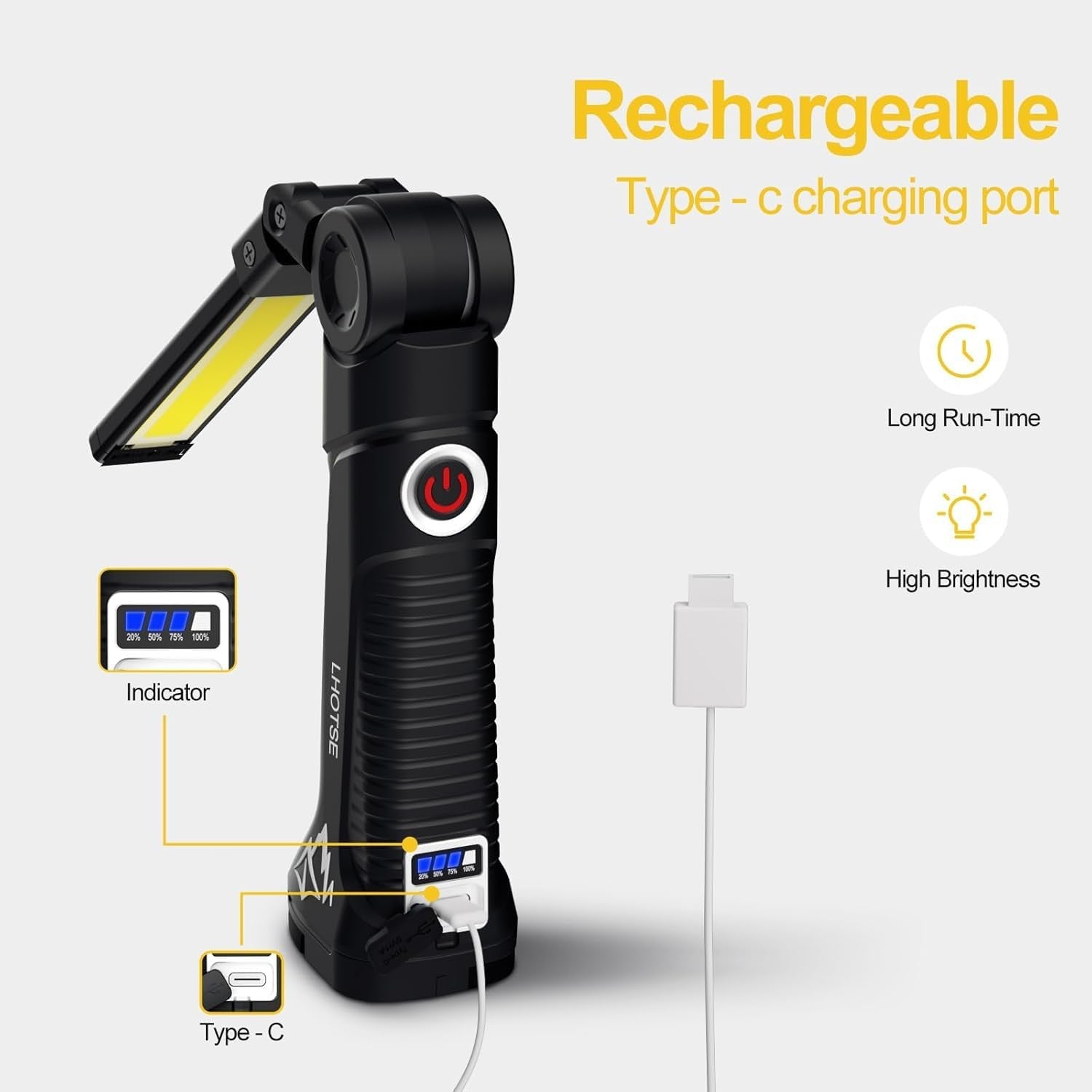 LHOTSE Rechargeable LED Work Light Magnetic Base 5 Modes Folding Lamp