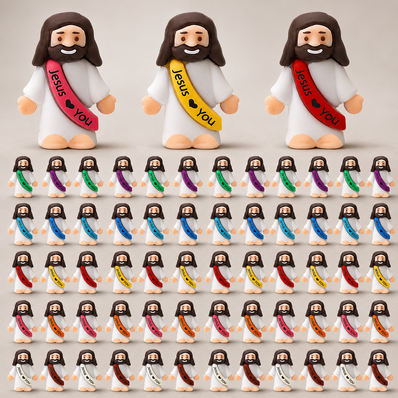 60PCS Mini Jesus Figurines Bulk Multicolor Tiny Easter Party Favor Toys