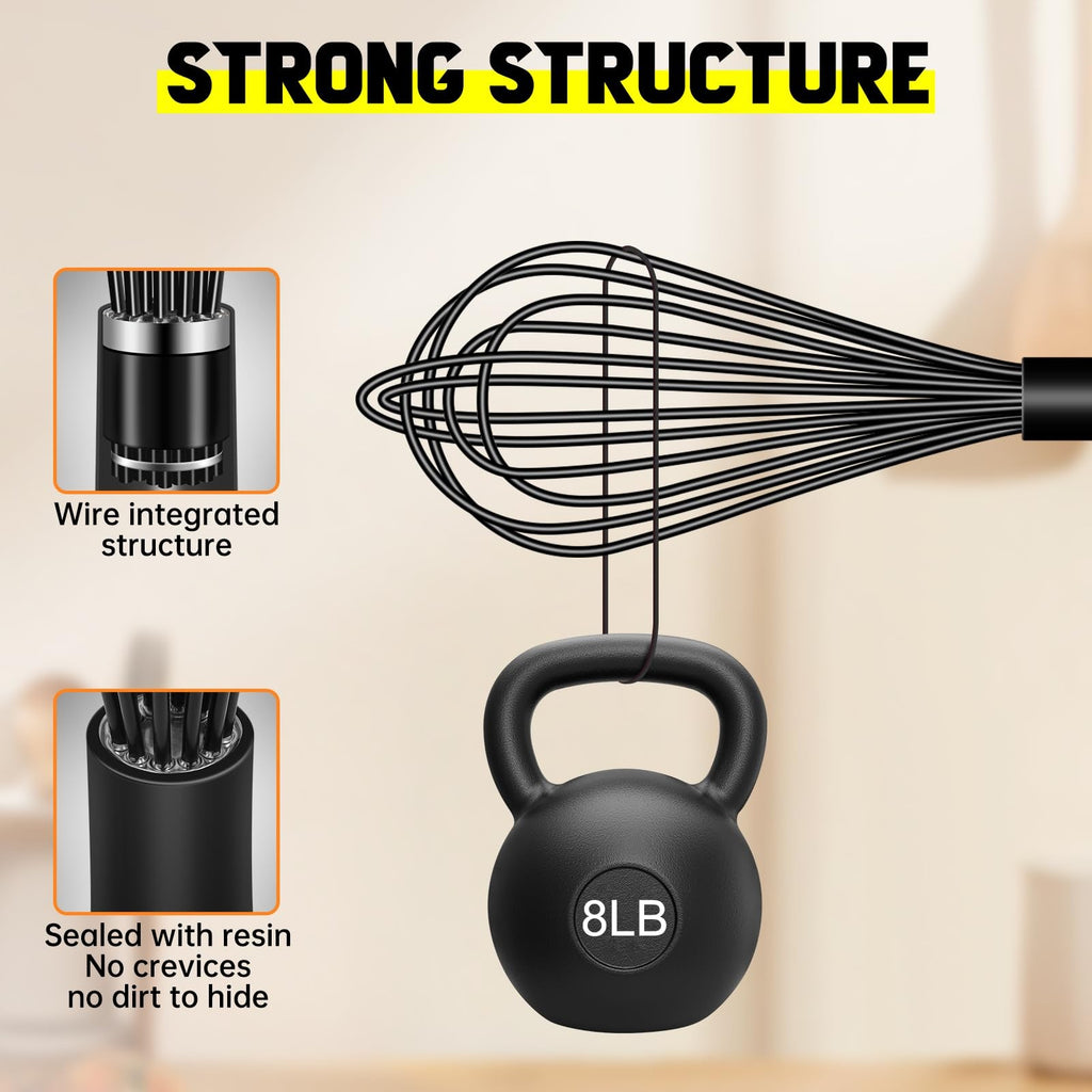 HOTEC 4PC Silicone Whisk Set Heat Resistant Nonstick Safe Kitchen Tools