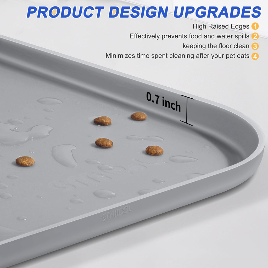 Silicone Pet Food Mat with Raised Edge for Food and Water Bowl Dog Feeding Mats.