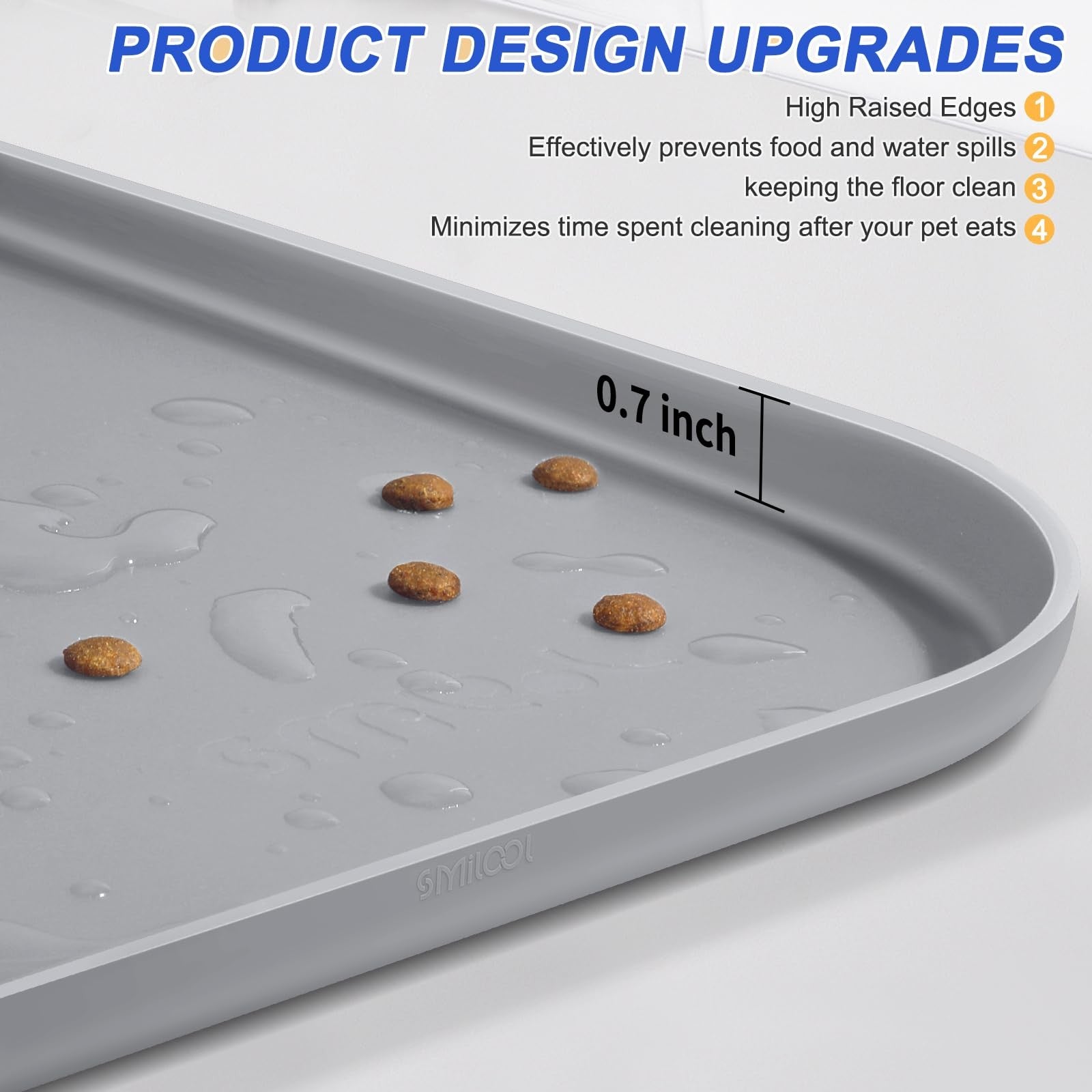 Silicone Pet Food Mat with Raised Edge for Food and Water Bowl Dog Feeding Mats.