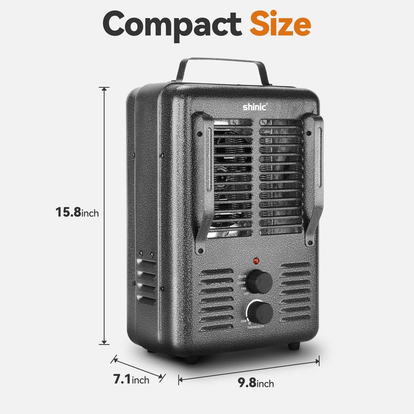 Shinic Space Heater,1500W Milkhouse Heater with Thermostat, Stay Cool Durable
