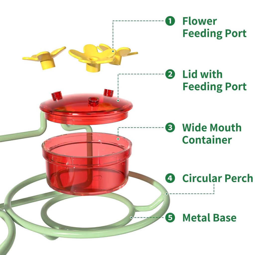 Dreamdrawer Window Hummingbird Feeder 2oz Cups 6 Ports Suction Mount