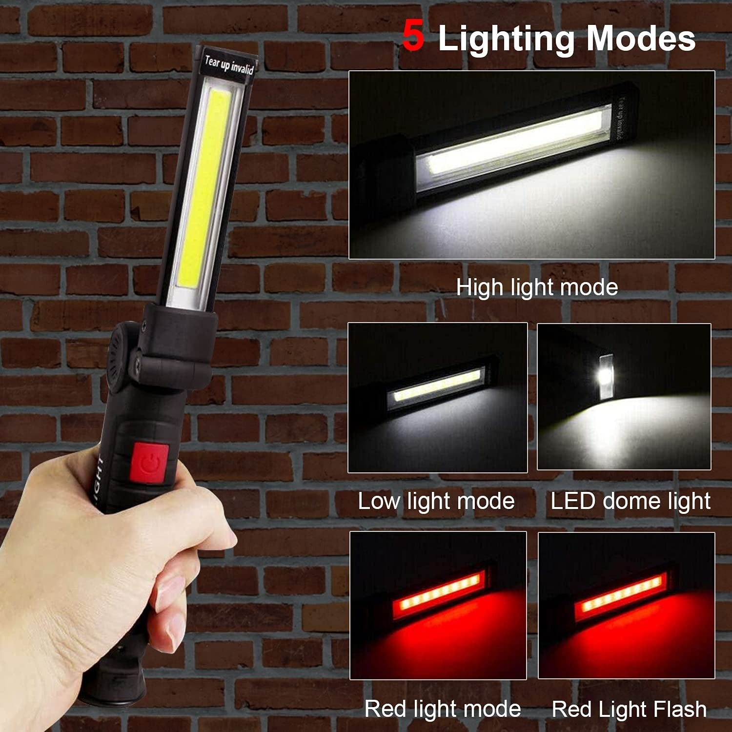 LHOTSE Rechargeable LED Work Light Magnetic Base 5 Modes Folding Lamp