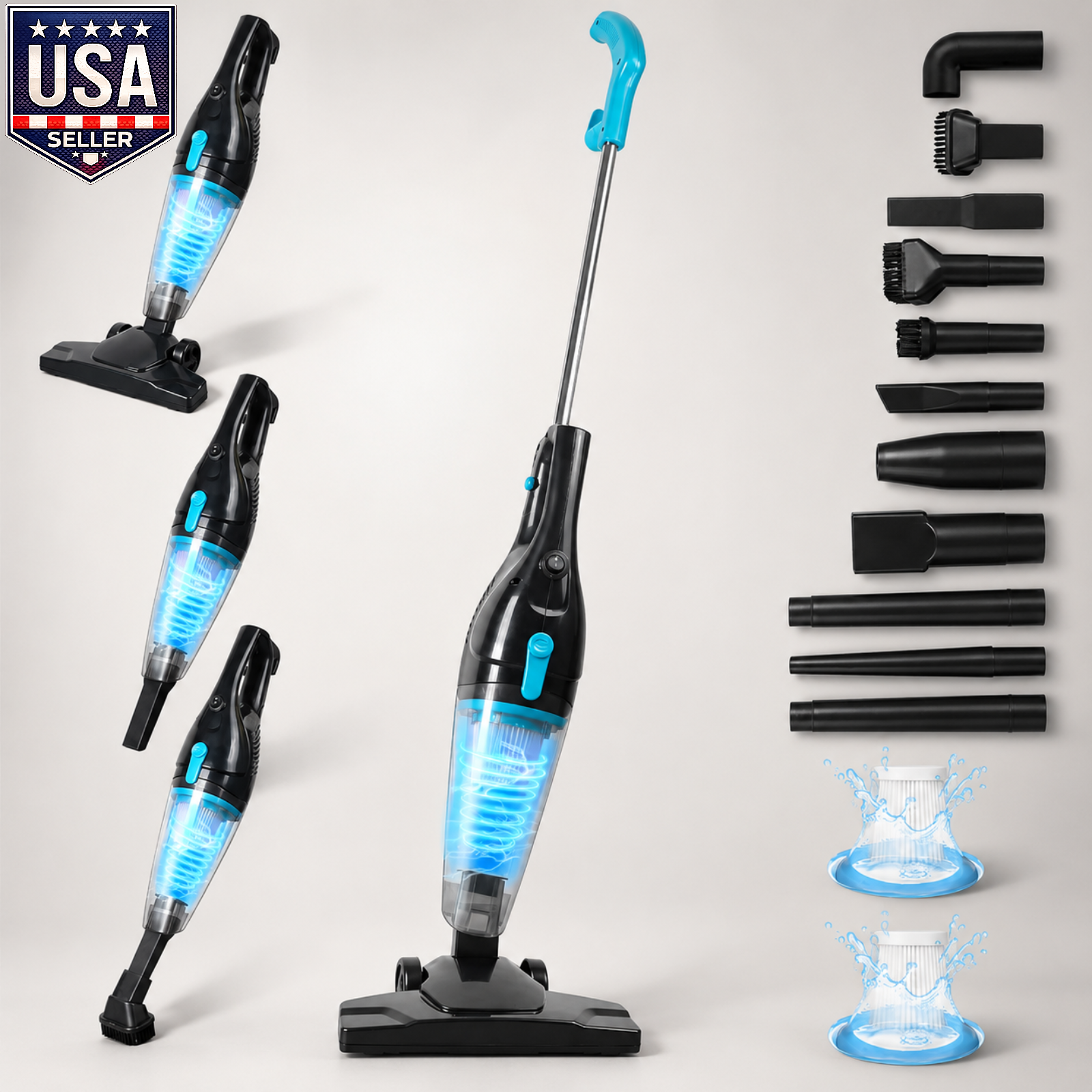 Intercleaner Corded Vacuum Cleaner, 15KPa Powerful Suction with 400W Motor, 12