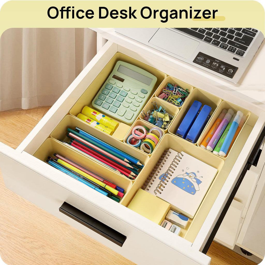 25 PCS Plastic Drawer Organizers Set 4-Size Versatile Bathroom and Vanity Drawer
