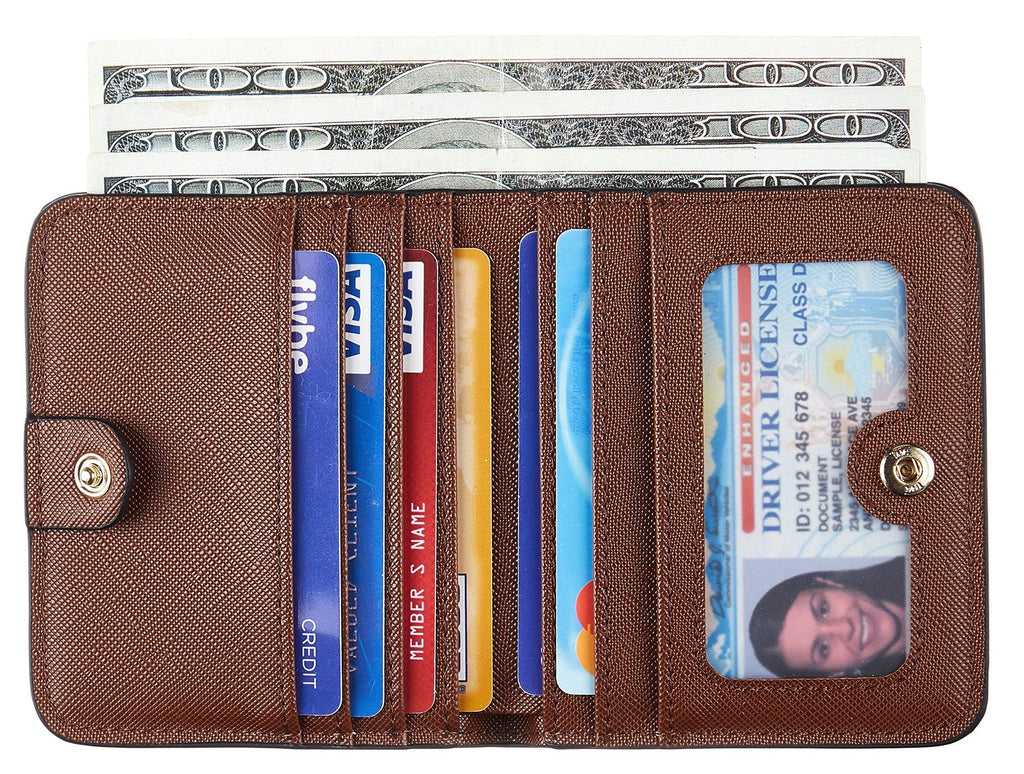 Toughergun Slim RFID Leather Wallet for Women Compact Bifold ID Coin Zipper