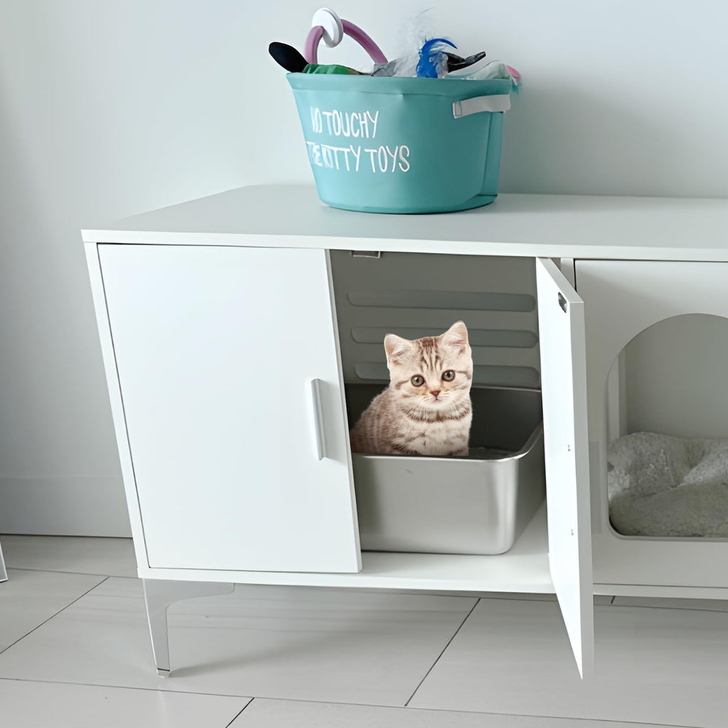 Stainless Steel Cat Litter Box 17.7"x13.7"x6" Non Stick Odor Control Indoor