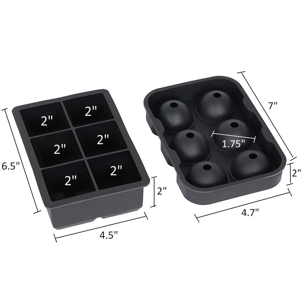 Ticent Ice Cube Trays (Set of 2 Silicone Sphere Whiskey Ice Ball Maker with Lids