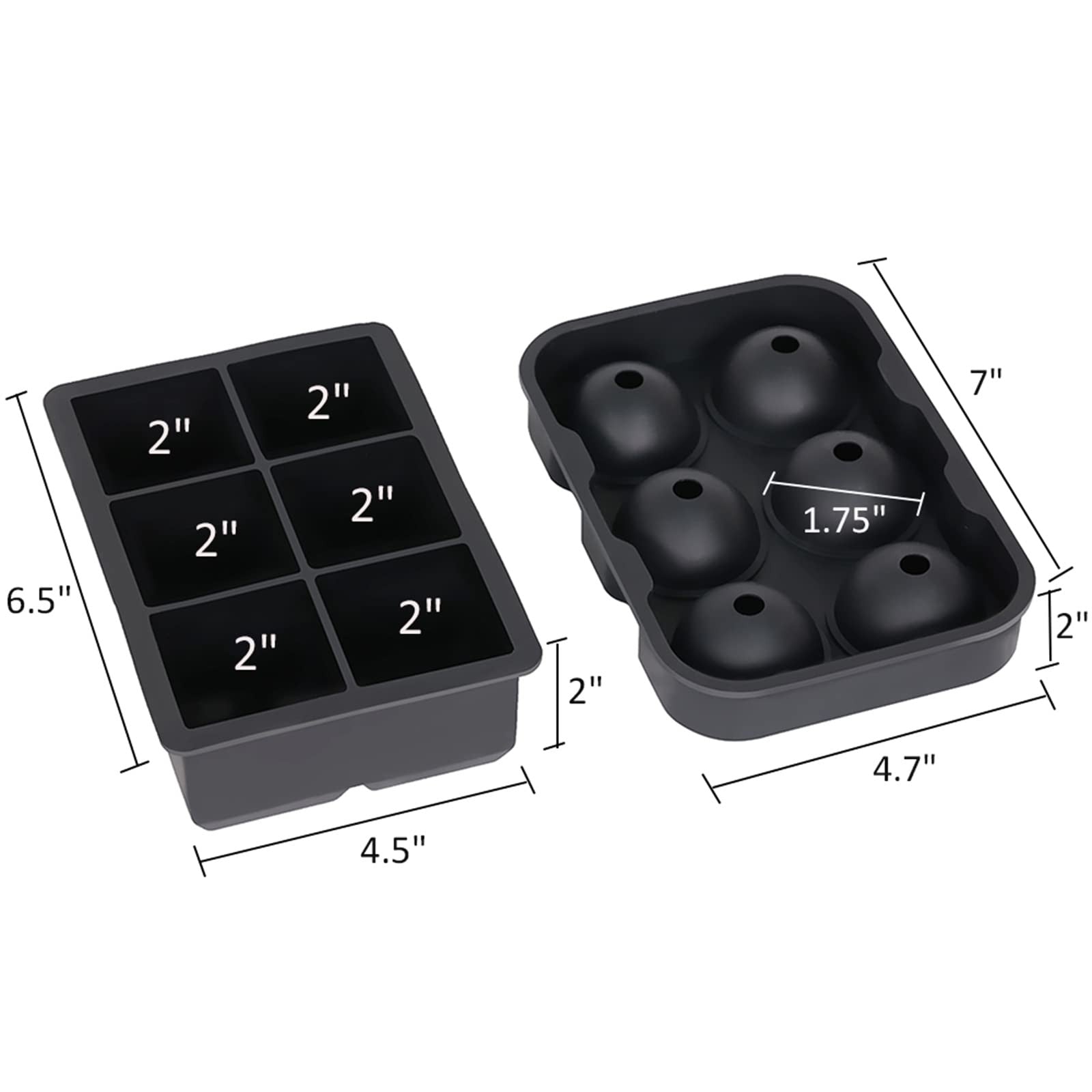 Ticent Ice Cube Trays (Set of 2 Silicone Sphere Whiskey Ice Ball Maker with Lids