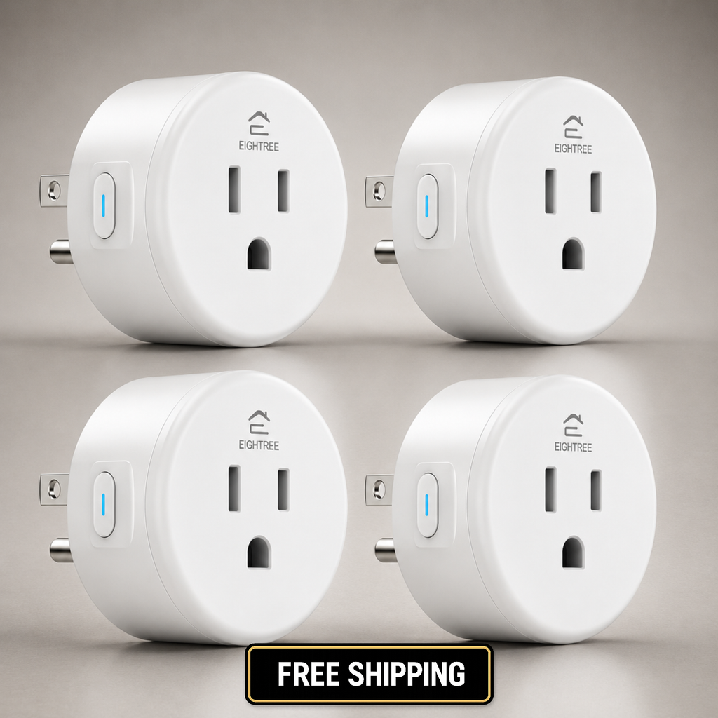 EIGHTREE WiFi Smart Plug 4-Pack 2.4GHz Alexa Google Timer Remote Outlet