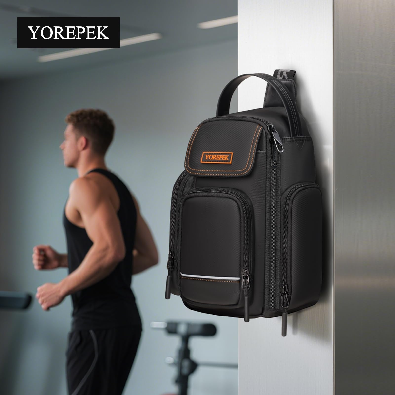 YOREPEK Magnetic Gym Bag Insulated Bottle Holder Phone Pocket Air Tag Pouch
