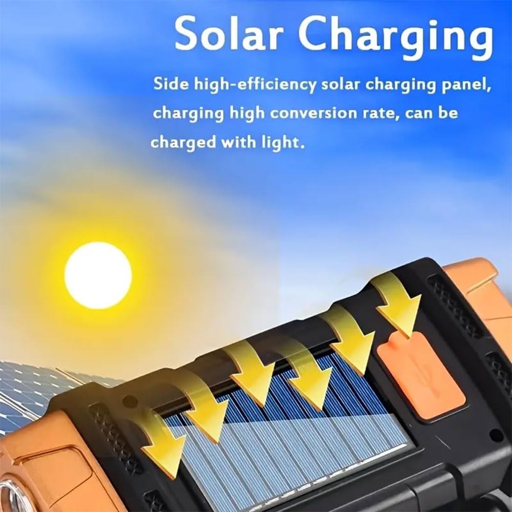 IFTHFOUR Solar Flashlight USB-C Rechargeable LED Work Light Waterproof