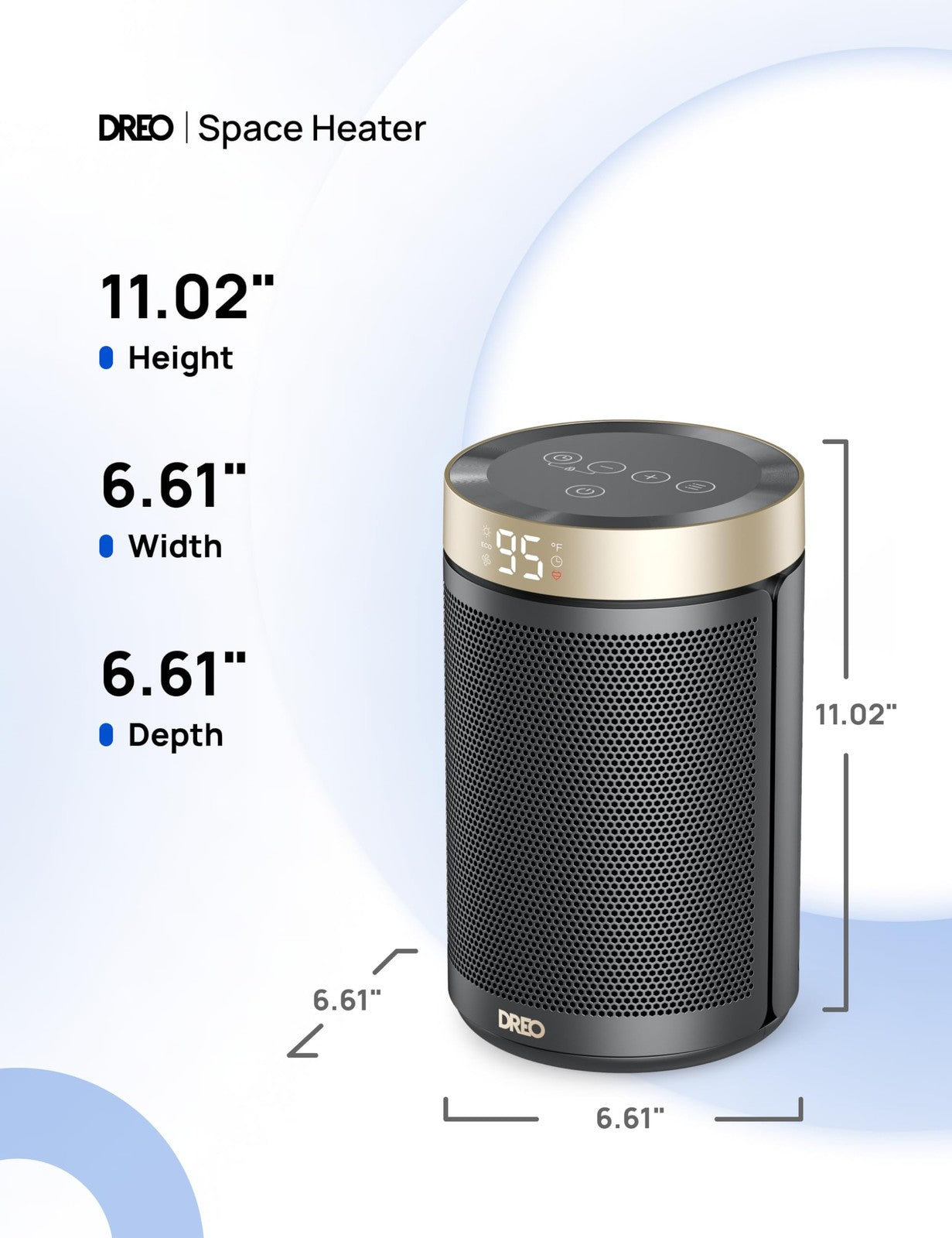 DREO Space Heater Portable 1500W Ceramic Fast Heat Thermostat Remote Home