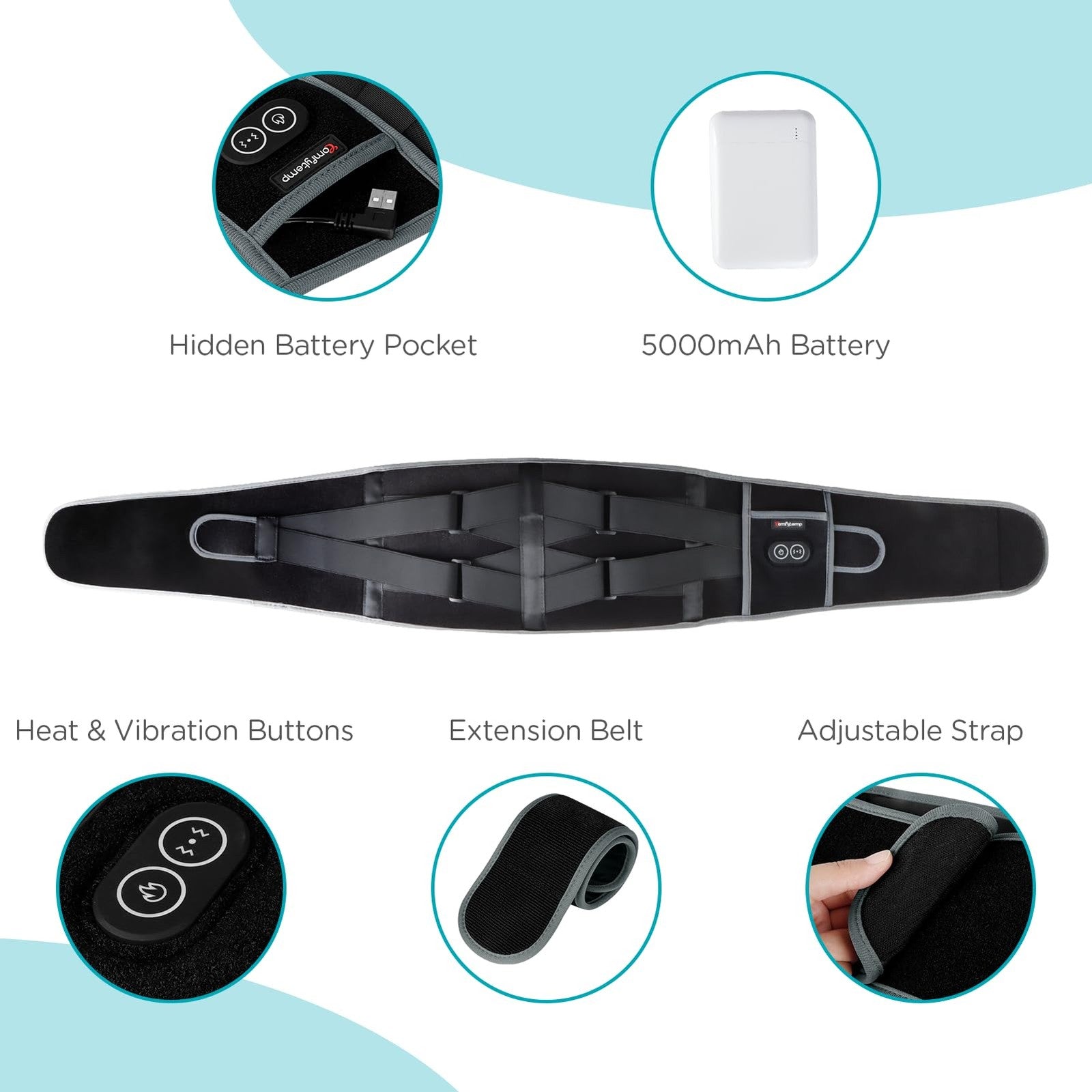 Comfytemp Cordless Heating Pad Massager Rechargeable Back Waist Heat Belt