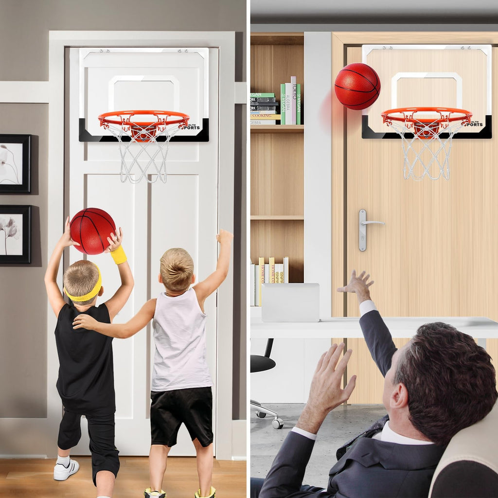 17" x 12.5" Mini Basketball Hoop Set Door/Wall Mount w/ 3 Balls Pump & Hardware