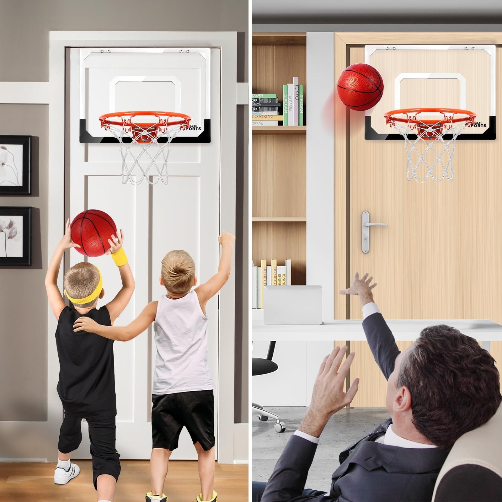 17" x 12.5" Mini Basketball Hoop Set Door/Wall Mount w/ 3 Balls Pump & Hardware