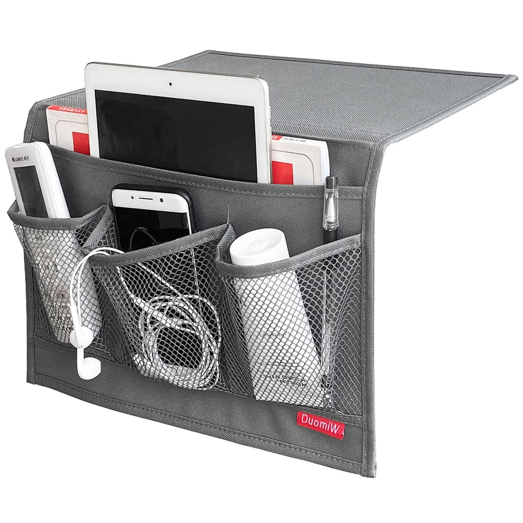 Bedside Storage Organizer Caddy for Bed Sofa Remote Phone Tablet Magazines Gray