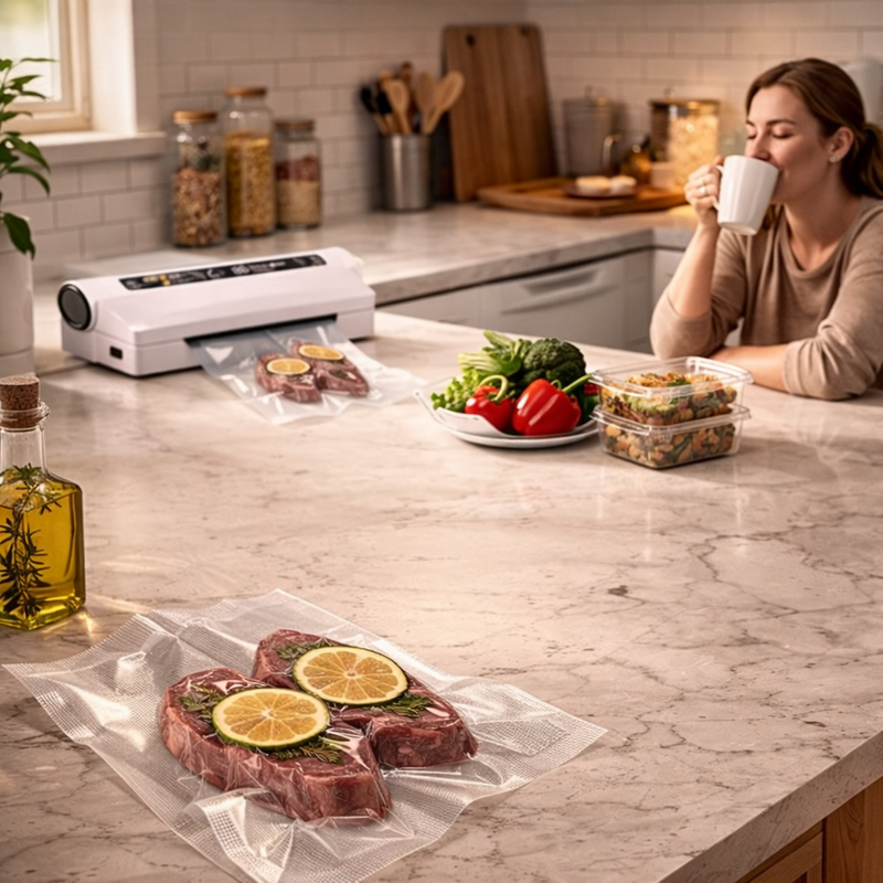 Food Vacuum Sealer Machine ,Dry/Wet Modes,75KPA Strong Suction Compact Household