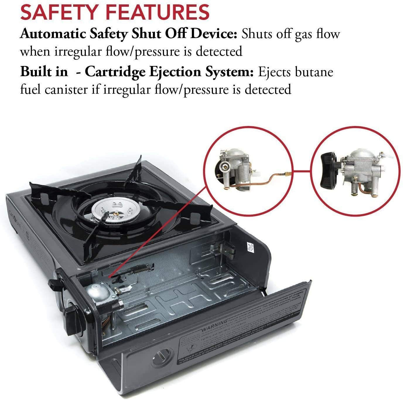 Gas One Portable Butane Camping Stove with Case Automatic Ignition, Precise Heat