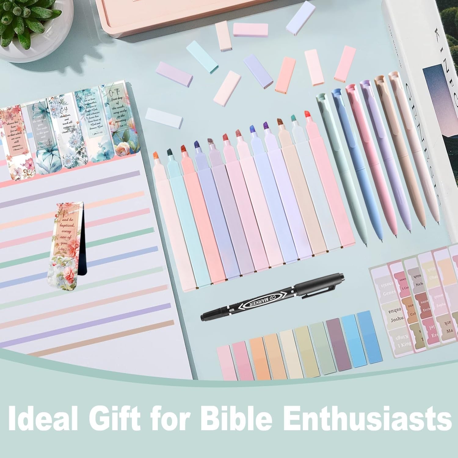 Bible Study Kit Pastel Highlighters Tabs Pens Journaling Supplies Church Home